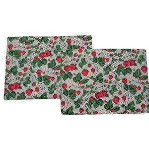 Strawberry Placemats Double Layered Cloth Fabric Set of Two